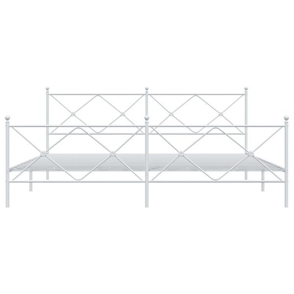 vidaXL Sengeramme i metall med hode- og fotgavl hvit 193x203 cm