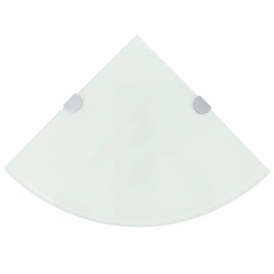 vidaXL Hjørnehylle med kromstøtter hvitt glass 35x35 cm