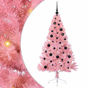 vidaXL Kunstig Forh&aring;ndsopplyst Juletre med 150 LED Rosa 150 cm PVC
