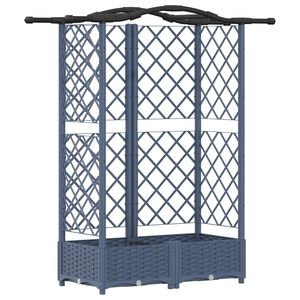 vidaXL Hevet Bed med Trellis og Tak Gr&aring; 124 x 40 x 126 cm PP