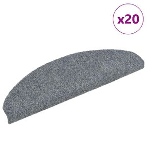vidaXL Trappematter selvklebende 20 stk 65x21x4 cm lysegr&aring; halvrund store