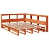 vidaXL Seng med bokhylle uten madrass voksbrun 140x200 cm heltre furu