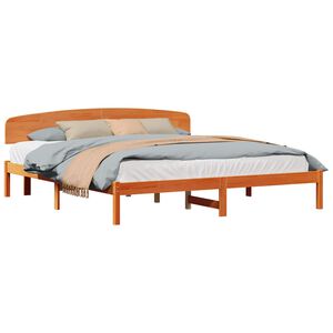 vidaXL Sengestamme med hodegjerde Vokset Brun 200 x 200 cm Massiv furu