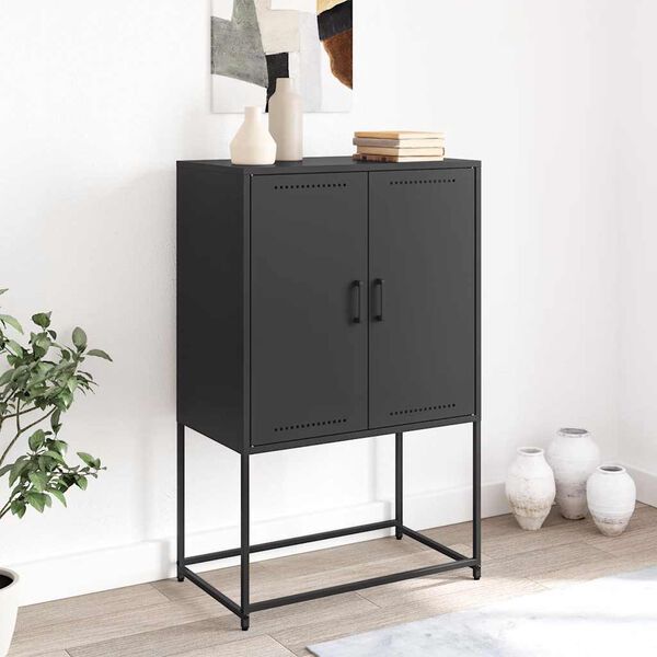vidaXL Highboard svart 68,5x38,5x107 cm st&aring;l
