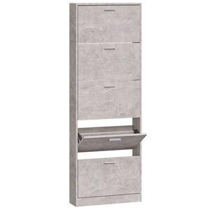 vidaXL Skoskap betonggr&aring; 59x17x169 cm konstruert tre