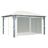 vidaXL Paviljong med gardin og LED-strenglys 4x3 m krem aluminium