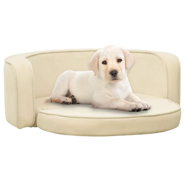 vidaXL Sammenleggbar hundesofa kremhvit 73x67x26 cm plysj vaskbar pute