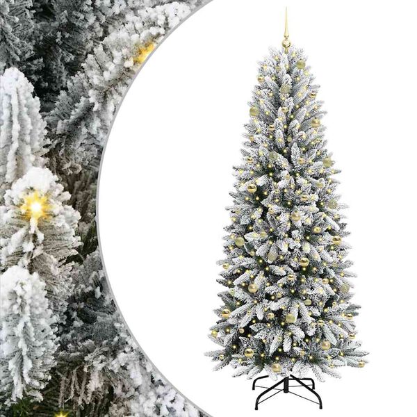 vidaXL Kunstig juletre med 300 LED Hvit 240 cm PVC, plast, st&aring;l og PE