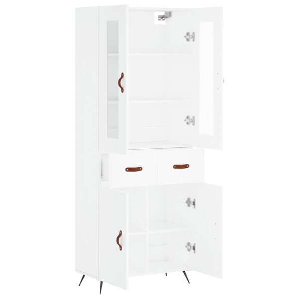vidaXL Highboard hvit 69,5x34x180 cm konstruert tre