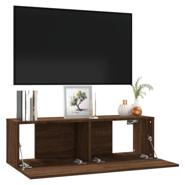vidaXL TV-benk brun eik 100x30x30 cm konstruert tre