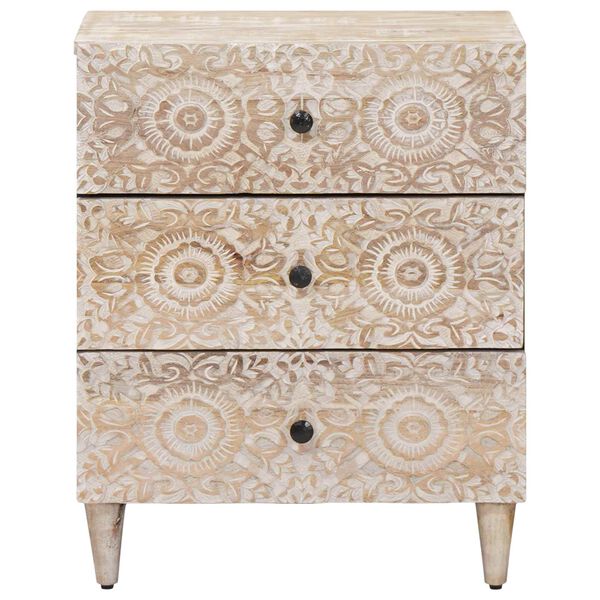 vidaXL Sengekabinett med skuff Hvit 50 x 33 x 60 cm Massiv mango tre