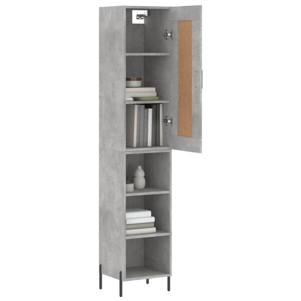 vidaXL Highboard betonggrå 34,5x34x180 cm konstruert tre