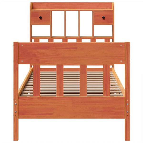 vidaXL Sengeramme uten madrass voksbrun 100x200 cm heltre furu