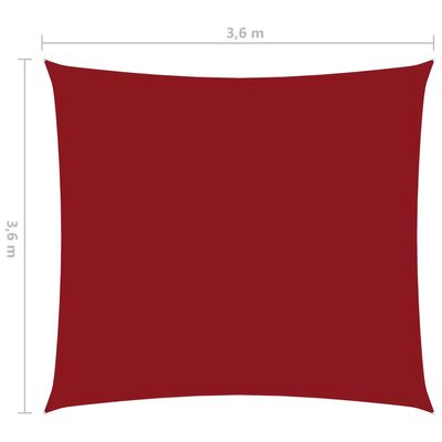 vidaXL Solseil oxfordstoff firkantet 3,6x3,6 m rød