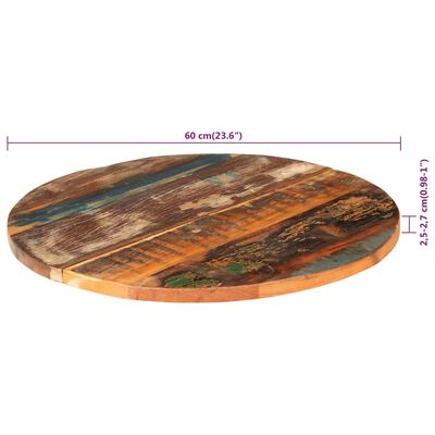 vidaXL Rund bordplate 60 cm 25-27 mm gjenvunnet heltre