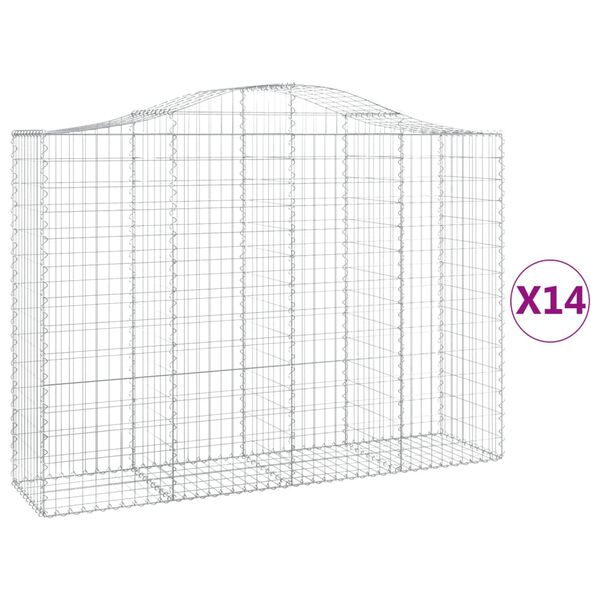 vidaXL Gabionkurver buede 14 stk 200x50x140/160 cm galvanisert jern