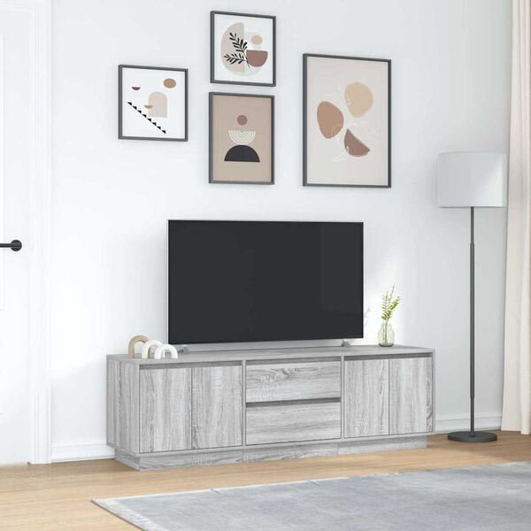 vidaXL TV-benk med LED-lys gr&aring; sonoma 160,5x41x50 cm