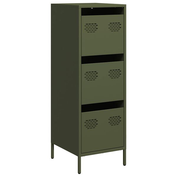 vidaXL Highboard olivengrønn 39x35x103,5 cm stål