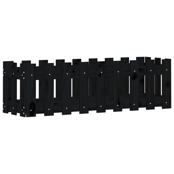 vidaXL H&oslash;ybed med gjerdedesign svart 100x30x30 cm heltre furu