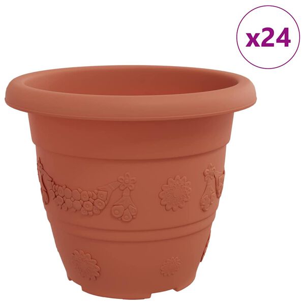 vidaXL Rund Blomsterpotte 24 pcs Klinker R&oslash;d &Oslash; 26 x 21.5 cm Plast