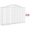 vidaXL Gabionkurver buede 10 stk 200x30x120/140 cm galvanisert jern