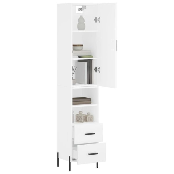 vidaXL Highboard hvit 34,5x34x180 cm konstruert tre