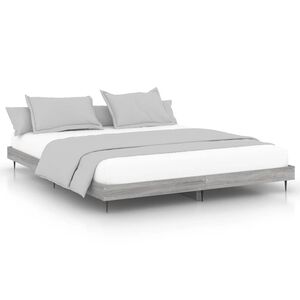 vidaXL Sengeramme gr&aring; sonoma 200x200 cm konstruert tre