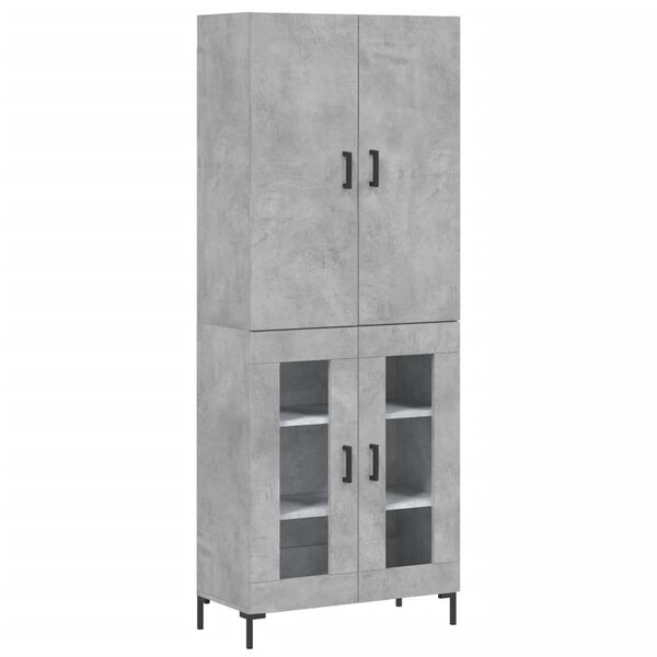 vidaXL Highboard betonggr&aring; 69,5x34x180 cm konstruert tre
