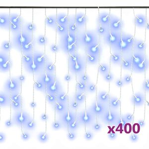 vidaXL LED-lysgardin med istapper 10 m 400 LED bl&aring; 8 funksjoner