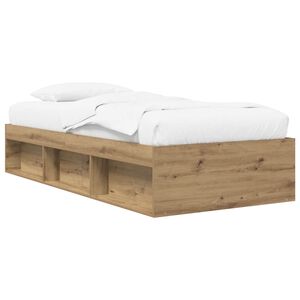 vidaXL Sengeramme med oppbevaring med hylle Artisan eik 80 x 200 cm