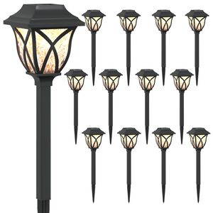 vidaXL Utend&oslash;rs sollys med bakkefeste 12 pcs Varmhvit 42 cm PP