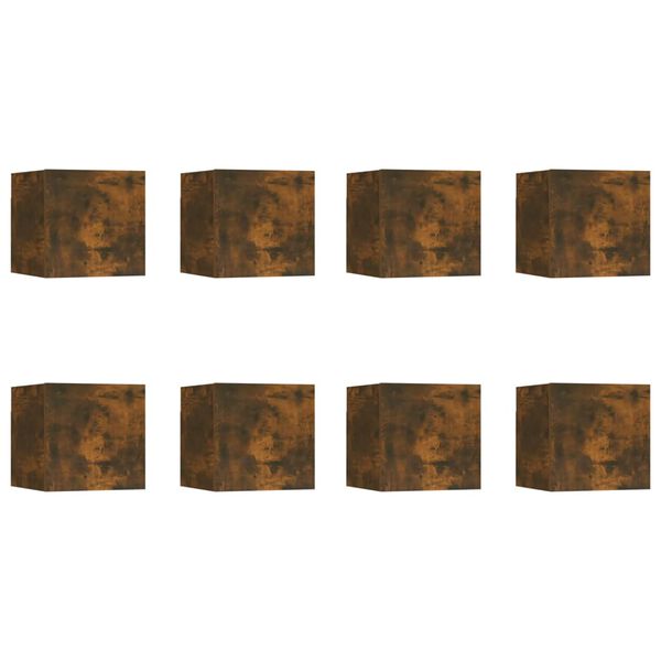vidaXL Vegghengte TV-benker 8 stk røkt eik 30,5x30x30 cm
