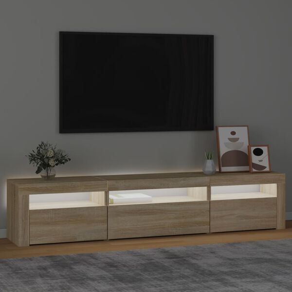 vidaXL TV-benk med LED-lys sonoma eik 195x35x40 cm