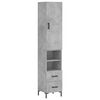 vidaXL Highboard betonggr&aring; 34,5x34x180 cm konstruert tre