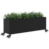 vidaXL Plantekasse med hjul og 3 potter svart 107x32x38 cm polyrotting