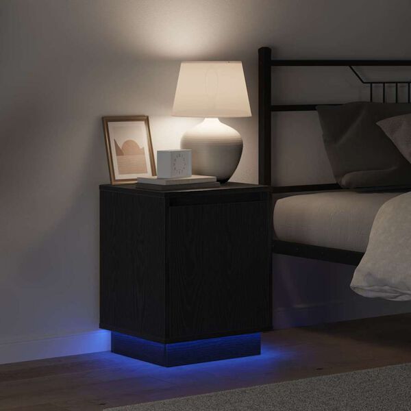 vidaXL Nattbordskap Svart Eik 39 x 34,5 x 50 cm Konstruert tre