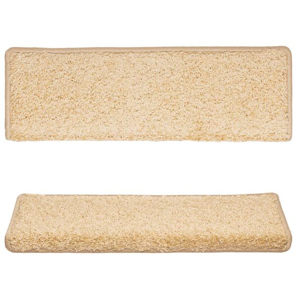 vidaXL Trappematter 10 stk 65x21x4 cm kremfarget rektangulær kant