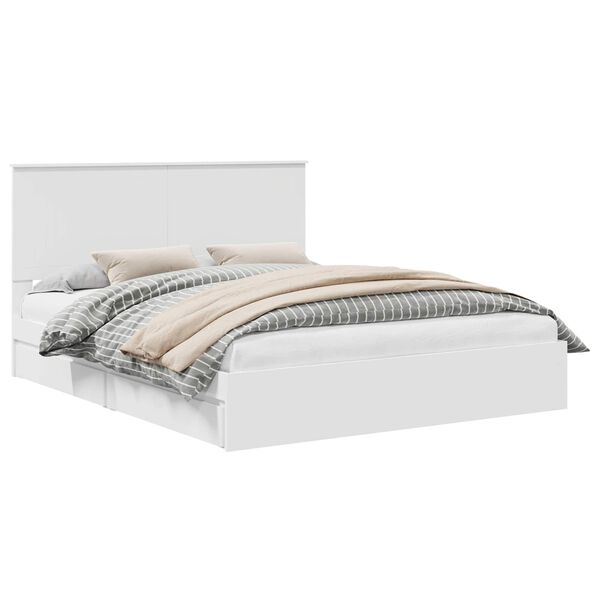 vidaXL Seng med Oppbevaring med skuff Hvit 160 x 200 cm Konstruert tre