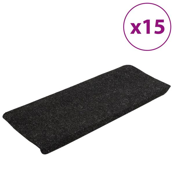 vidaXL Selvklebende trappematter 15 stk 65x24,5x3,5 cm antrasitt
