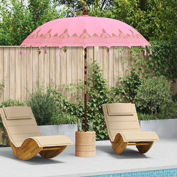 vidaXL Balinesisk Parasol Rosa 215 x 215 x 260 cm