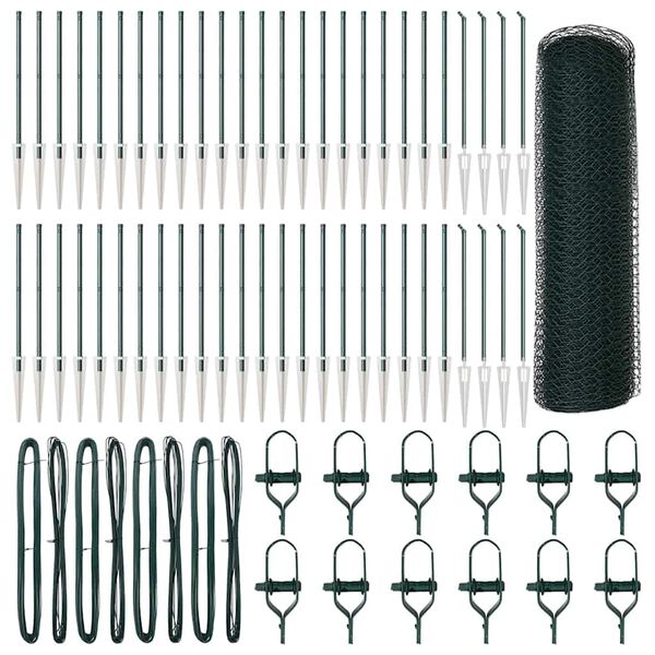 vidaXL Gjerdepåle grønn 100 x 0,4 m (25 mm mesh) Stål og PVC