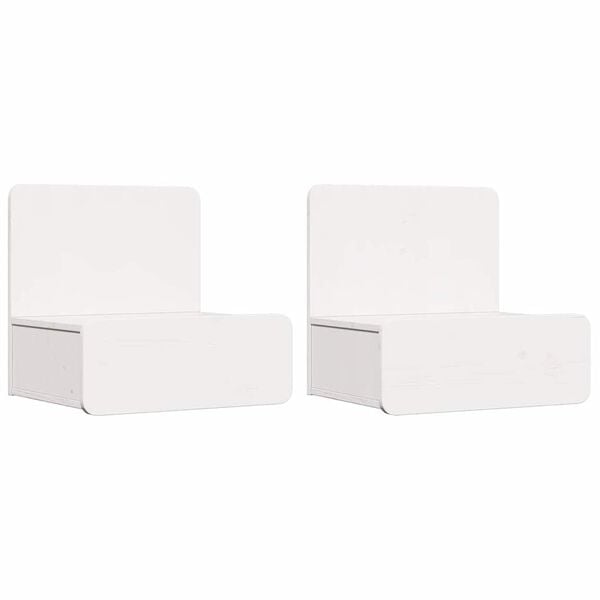 vidaXL Nattbord med skuff 2 pcs Hvit 44 x 32,5 x 40 cm Heltre furu