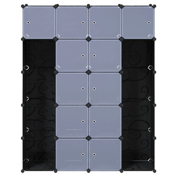 vidaXL Modul&aelig;rt skap med 14 deler svart og hvitt 37 x 146 x 180,5 cm