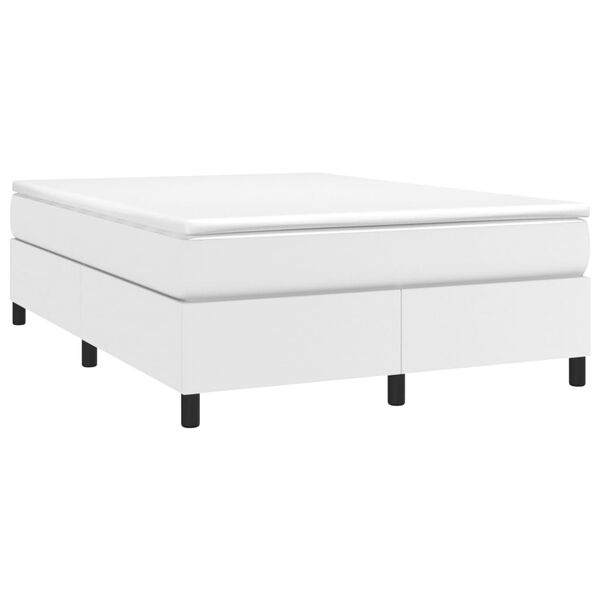 vidaXL Boxspring-sengeramme hvit 135x190 cm Double kunstskinn