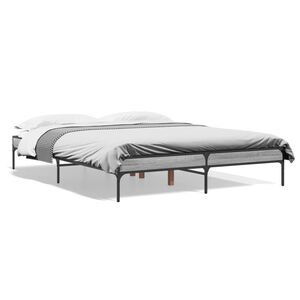 vidaXL Sengeramme gr&aring; sonoma 150x200 cm konstruert tre og metall