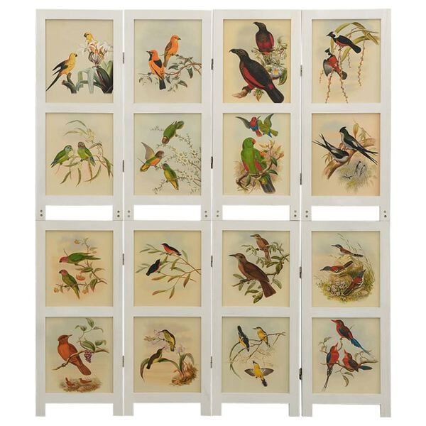 vidaXL Romdeler 4 paneler hvit 140x165 cm heltre keisertre