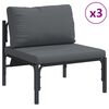 vidaXL Hagesofa Set med pute 7 pcs Svart St&aring;l
