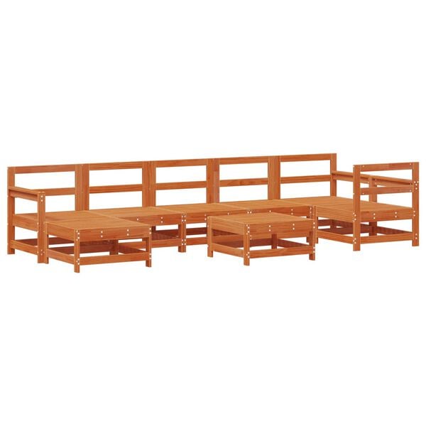 vidaXL Hage lounge sett 8 pcs VoksBrun Massiv furu