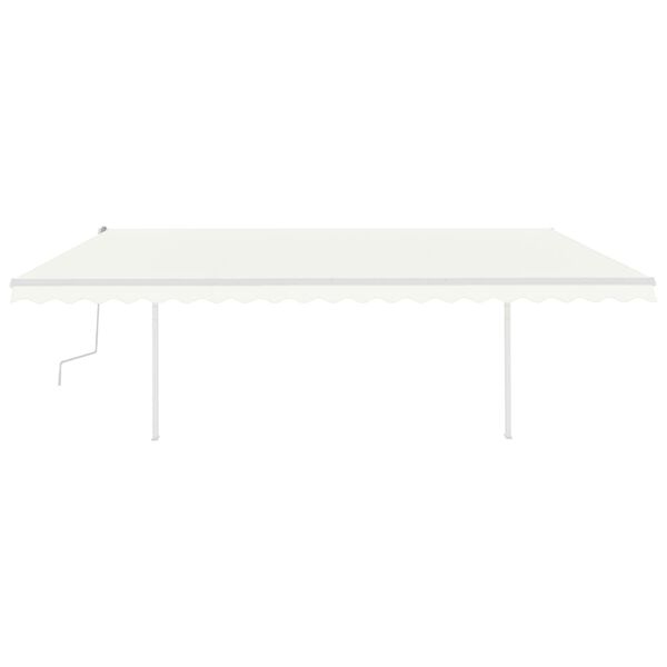 vidaXL Manuell uttrekkbar markise med LED 5x3 m kremhvit