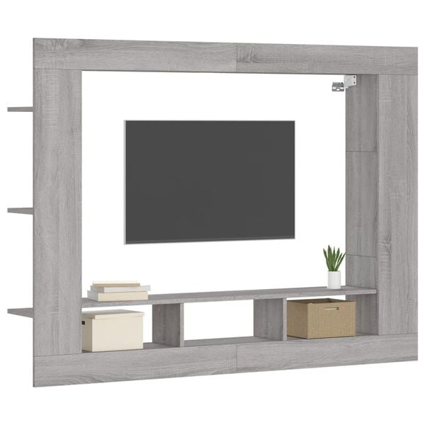 vidaXL TV-benk gr&aring; sonoma 152x22x113 cm konstruert tre